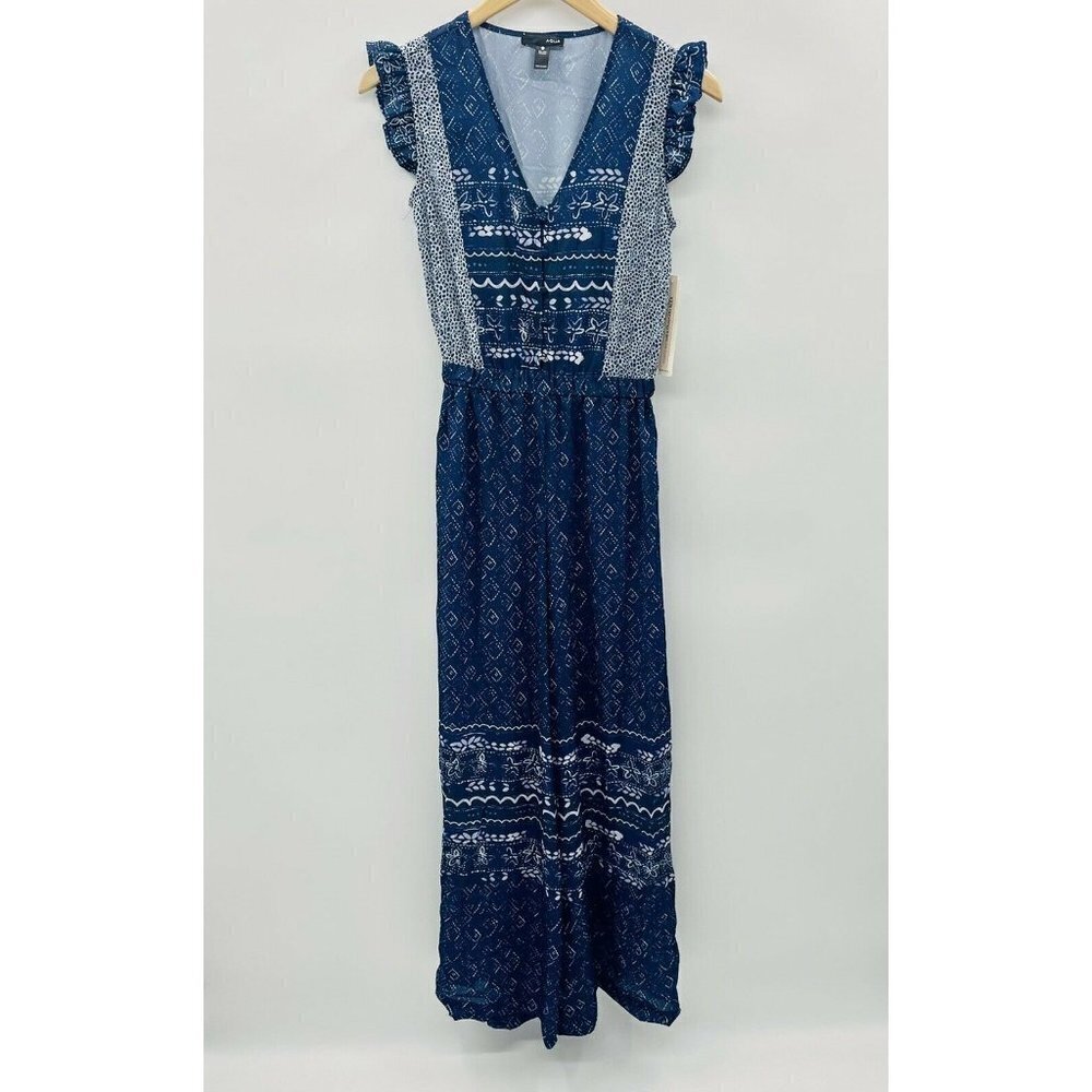 Aqua Size XS Sleeveless Printed Jumpsuit Romper